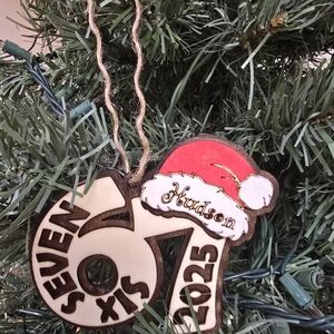 Personalized 67 Christmas Ornament with Santa Hat
